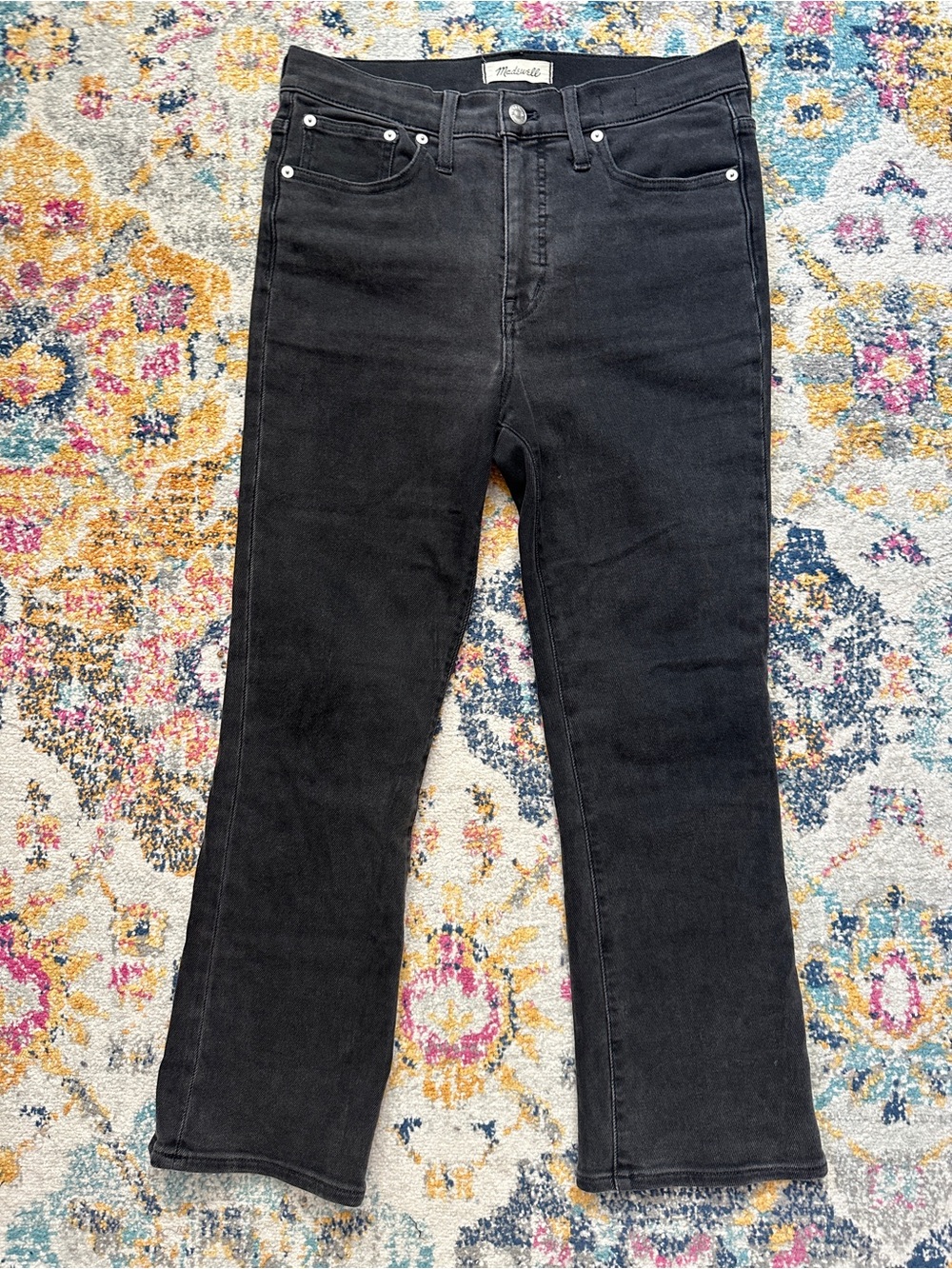 Madewell Cali Demi Boot Black High Rise Cropped Flare Jeans Size 29